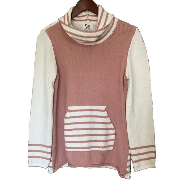 Pure Knits by Neon Buddha | 100% Cotton Pink/White Long Sleeve Pullover - Size M - Picture 1 of 12